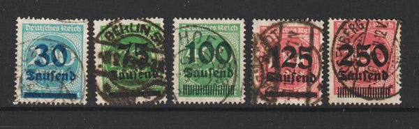 MiNr. 285, 288, 290, 291, 295 gestempelt, geprüft