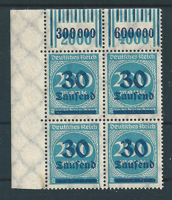 MiNr. 285 postfrische ** Oberrand Bogenecke