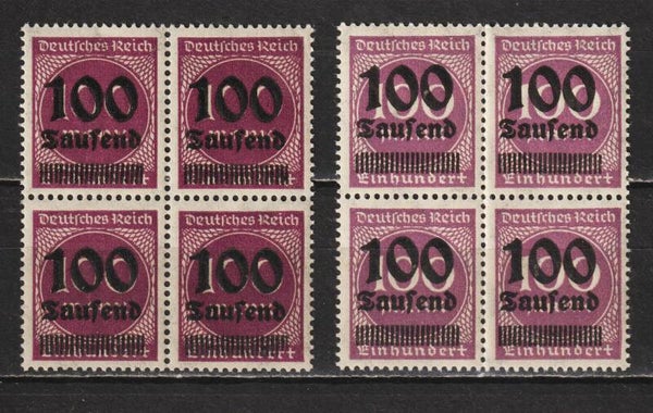 MiNr. 289 a+b postfrisch ** Viererblöcke