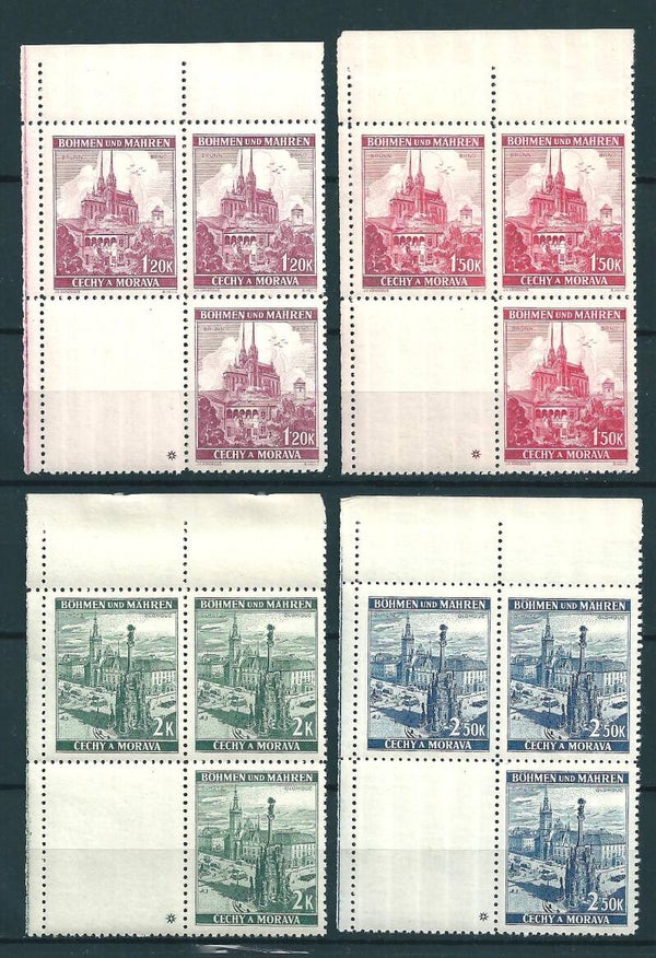 Böhmen & Mähren, B&M MiNr. 29-32 postfrisch ** Oberrand Bogenecken, Leerfeld (2225)