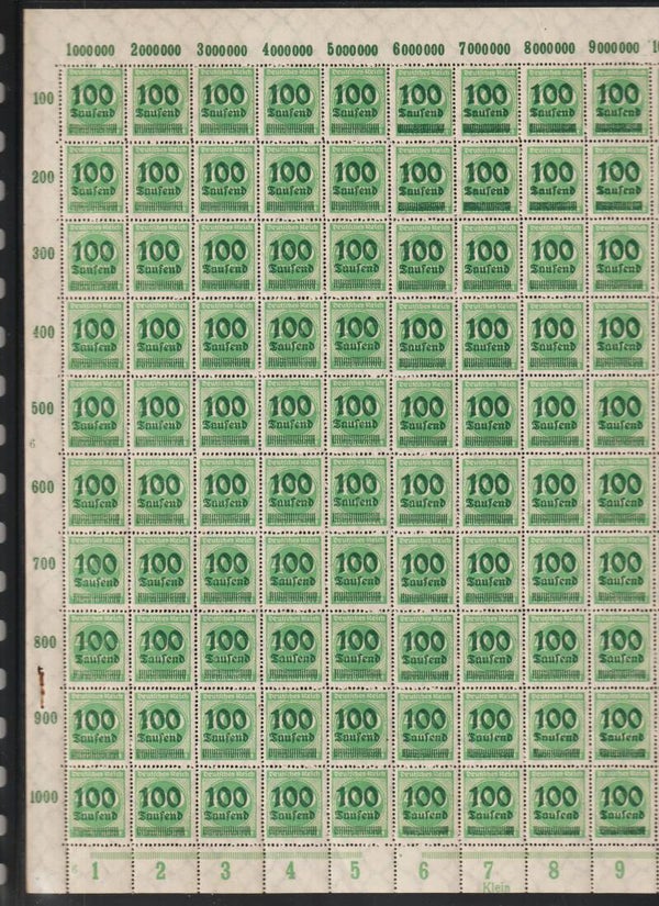 MiNr. 290 ** Bogen, Platte 6-6 Druckerzeichen: Klein