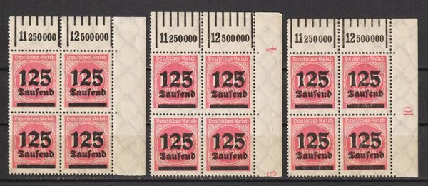 3 x MiNr. 291 postfrische Oberrand Bogenecken