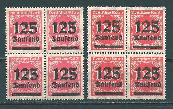 MiNr. 291 a+b postfrische Viererblöcke