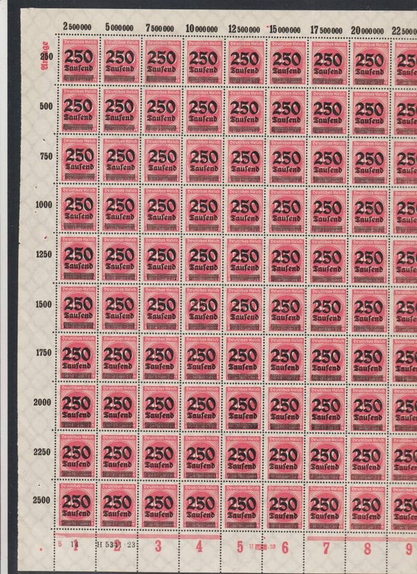 MiNr. 295 postfrischer ** Bogen, HAN H XXXX.23, Platte 5-5, DZ: Anlage