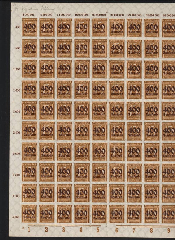 MiNr. 297 ** Bogen, kopfstehende Reklameleiste