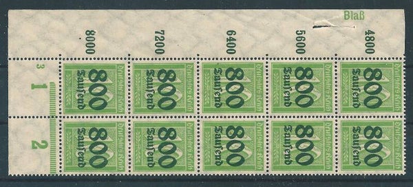 MiNr. 302  postfrische Bogenecke, Druckerzeichen   Blaß