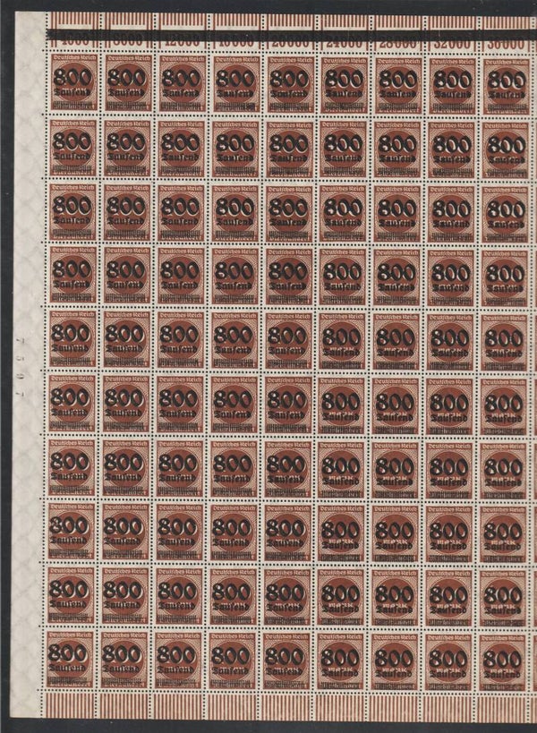 MiNr. 303 postfrischer Bogen OPD Erfurt, Plattenfehler III