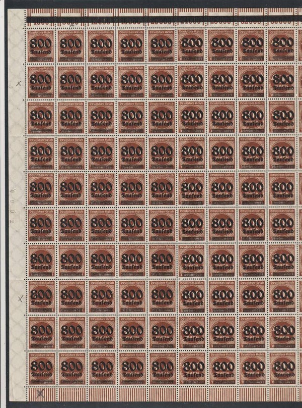 MiNr. 303 postfrischer Bogen OPD Erfurt, Plattenfehler III