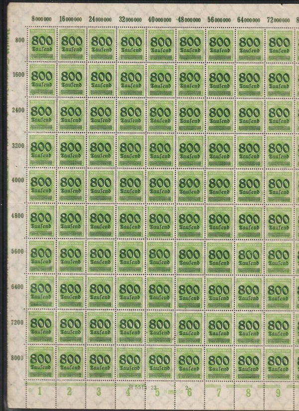 MiNr. 307 postfrischer ** Bogen, Platte 6-2