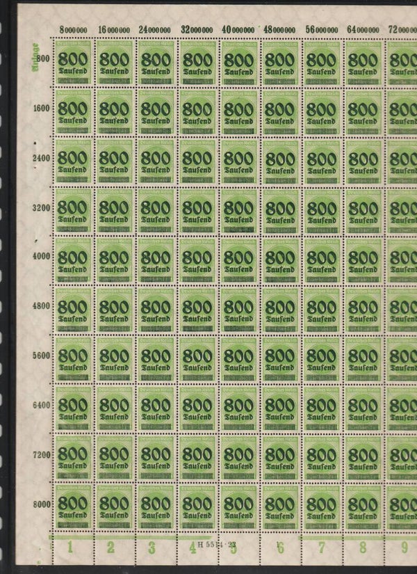 MiNr. 307 postfrischer ** Bogen, Platte 1-1, DZ Anlage