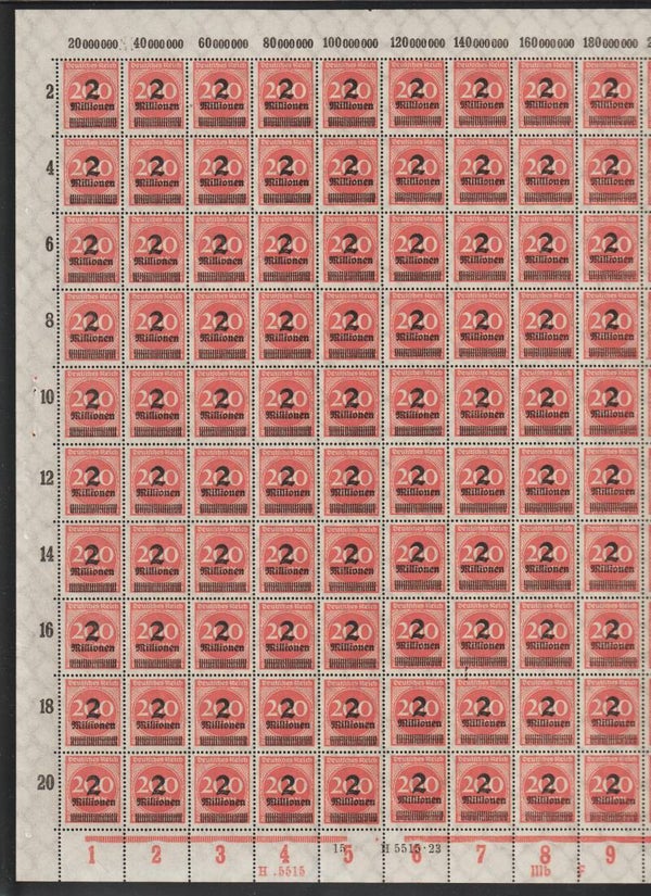 MiNr. 309 postfrischer ** Bogen, Platte 15-3, Druckerzeichen IIIb + F