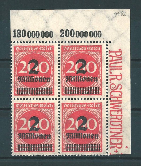 MiNr. 309 P postfrische Oberrand Bogenecke