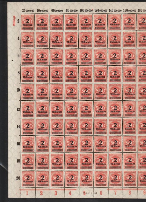 MiNr. 311 postfrischer ** Bogen, Platte 5-1, Druckerzeichen Anlage