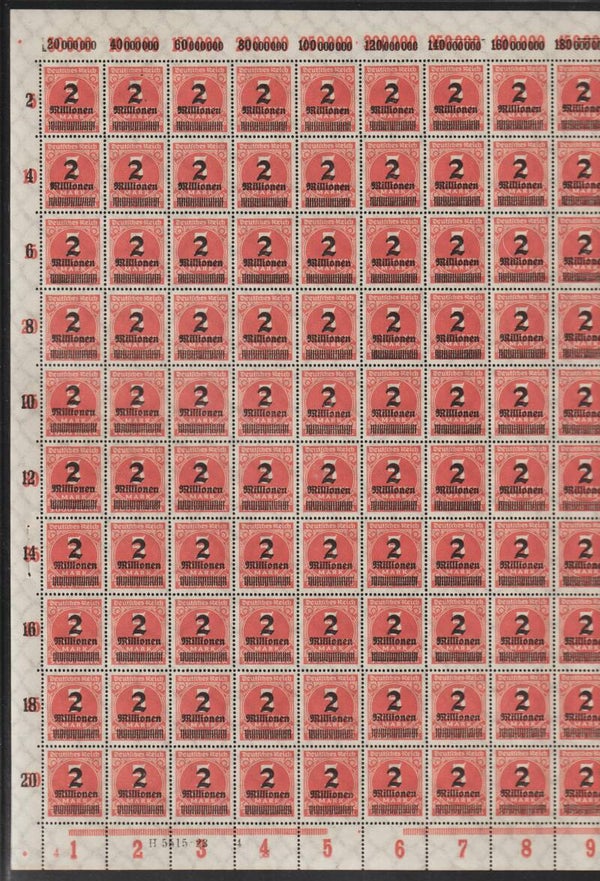 MiNr. 312 postfrischer ** Bogen, Platte 4-4