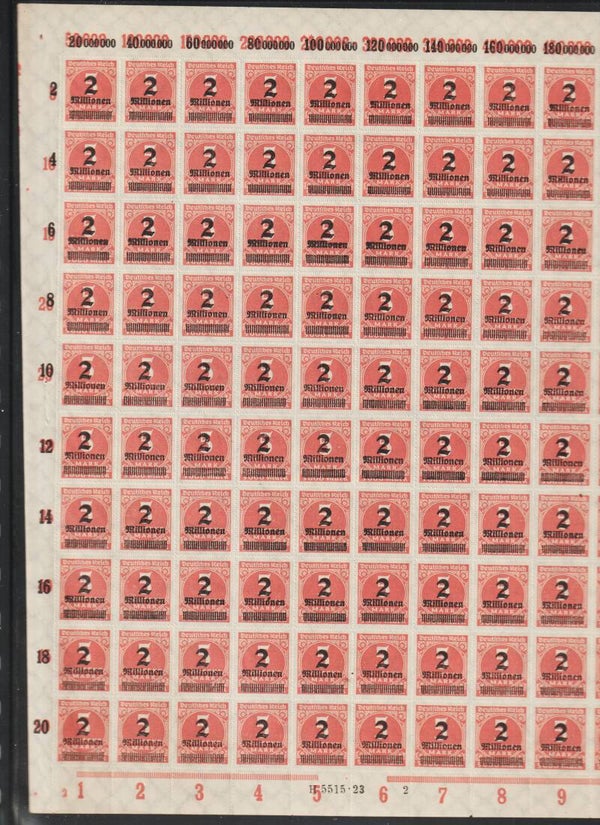 MiNr. 312 B postfrischer ** Bogen, Platte 2-2
