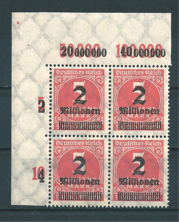 MiNr. 312 Aa postfrische ** Oberrand Bogenecke