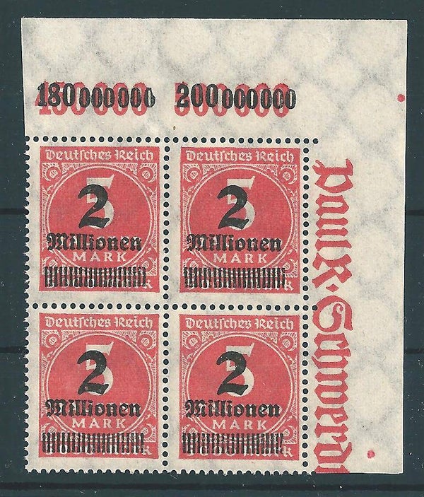 MiNr. 312 Aa postfrische ** Oberrand Bogenecke