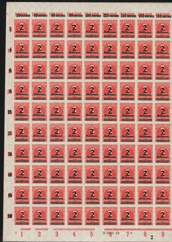 MiNr. 312 B postfrischer ** Bogen, Platte 8-8, Druckerzeichen