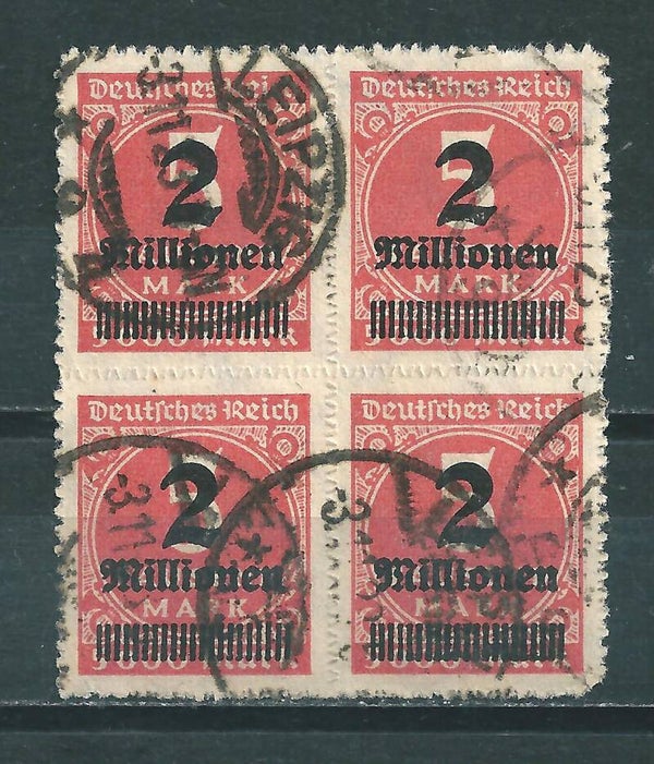 MiNr. 312 B Viererblock gestempelt, geprüft