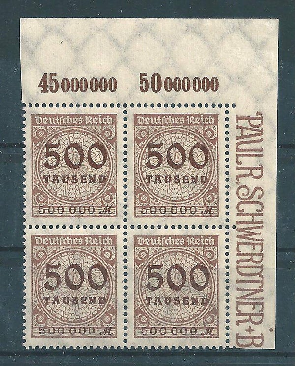 MiNr. 313 postfrische Oberrand Bogenecke