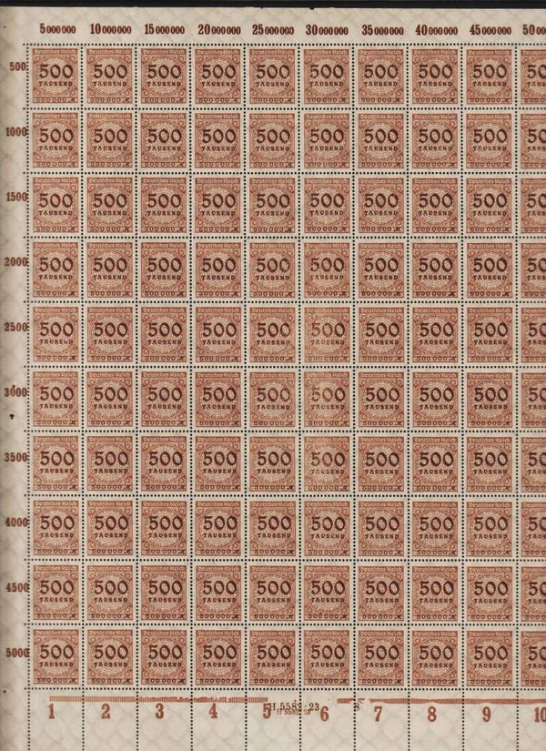 MiNr. 313 LF postfrischer ** Bogen, Leerfelder Platte 8-8