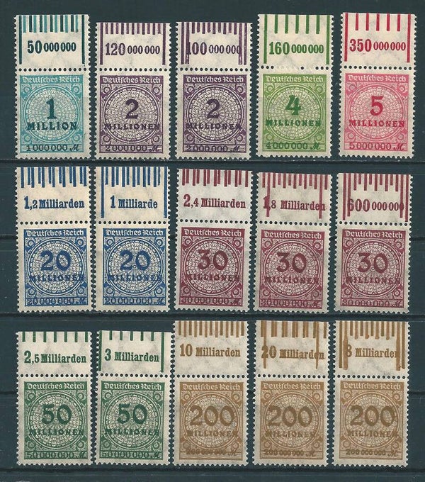 MiNr. 314 W, 315 W, 316 W, 317 W, 319 W, 320 W, 321 W, 323 W ** Oberrand