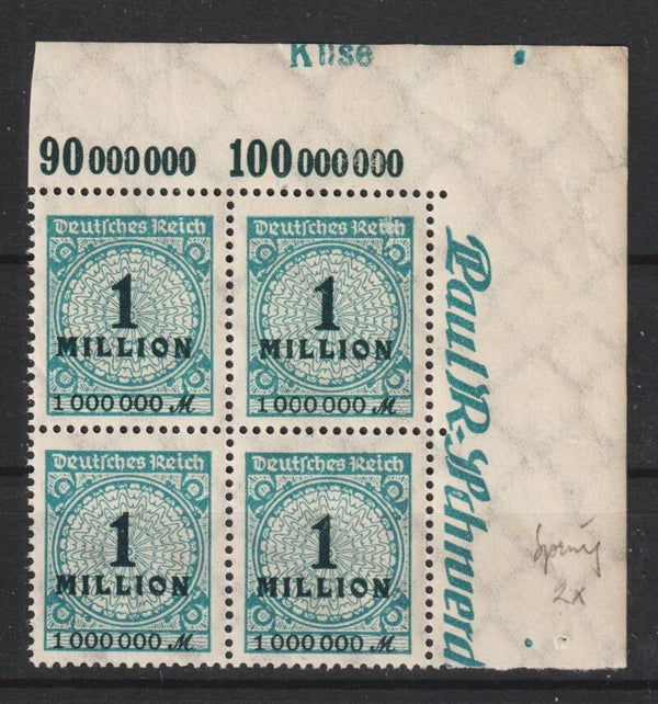 MiNr. 314 Oberrand postfrisch **, Druckerzeichen Kuse