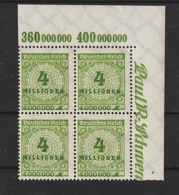 MiNr. 316 P postfrische Oberrand Bogenecke