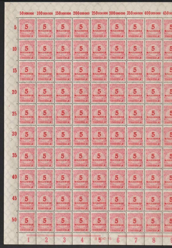 MiNr. 317 postfrischer ** Bogen Platte 9