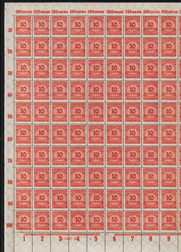 MiNr. 318 postfrischer ** Bogen, Platte 4-12