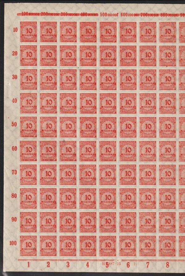 MiNr. 318 B postfrischer Bogen, Oberrand B, Platte 0-1-1