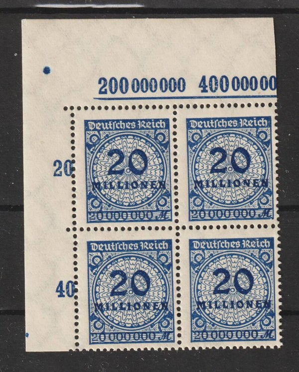 MiNr. 319 postfrische Oberrand Bogenecke