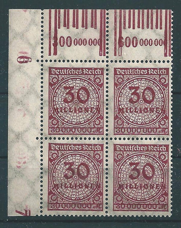 MiNr. 320 postfrische Oberrand Bogenecke