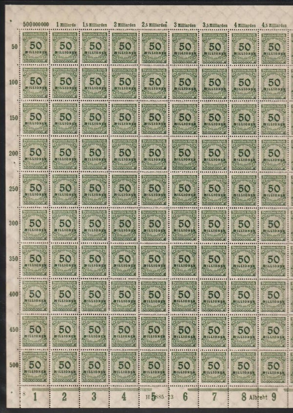 MiNr. 321 postfrischer ** Bogen, Platte 8,  DZ.: Albreht