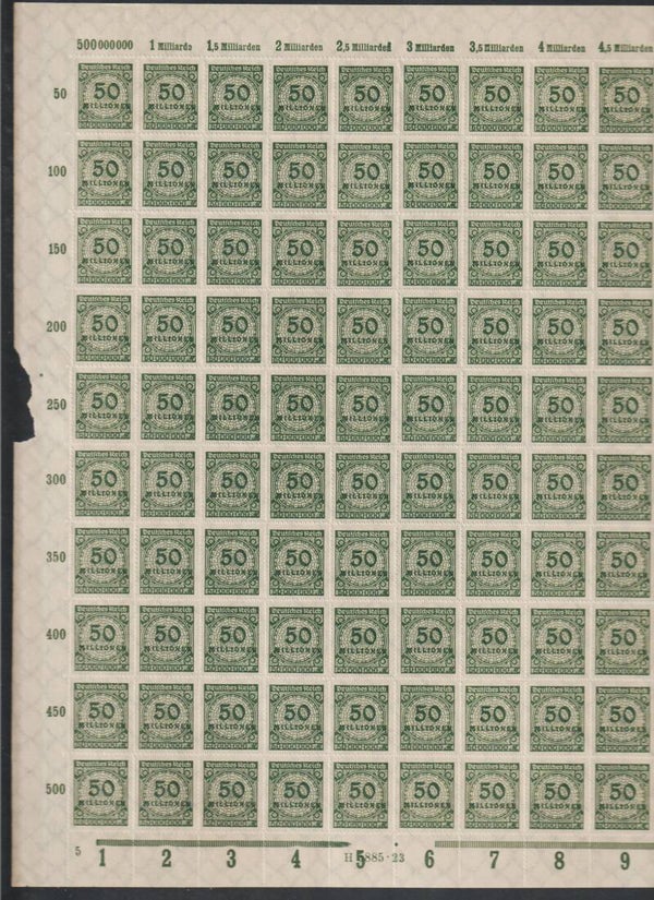 MiNr. 321 B postfrischer Bogen, Oberrand A, Platte 5