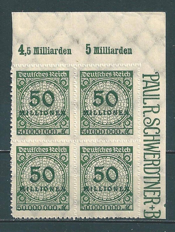 MiNr. 321 B  postfrische  Oberrand Bogenecke