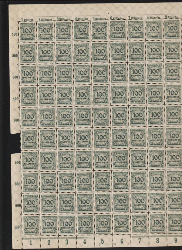 MiNr. 322 postfrischer Bogen, Platte 4-8