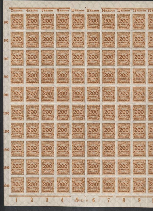 MiNr. 323 B postfrischer Bogen, Oberrand B Platte 2-2 DZ 759 / 761