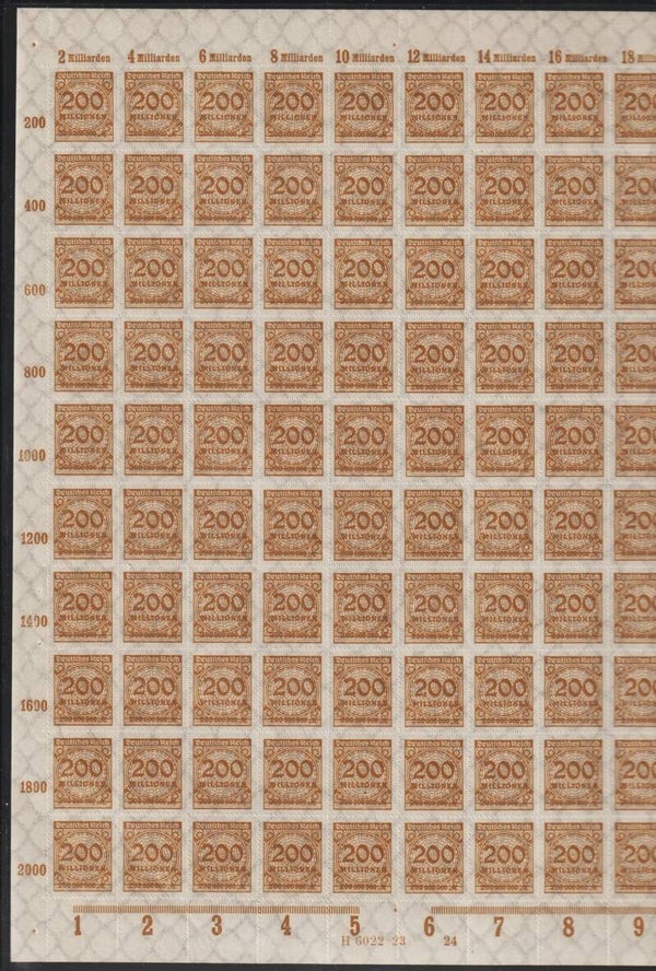 MiNr. 326 postfrischer Bogen, Oberrand A Platte 24-24