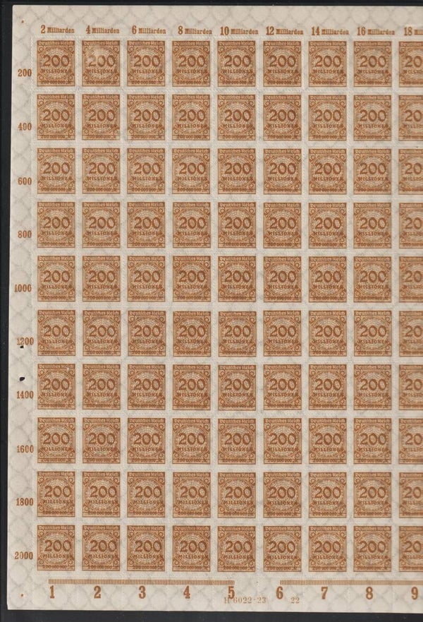 MiNr. 323 B postfrischer Bogen, Oberrand A, Platte 22-22