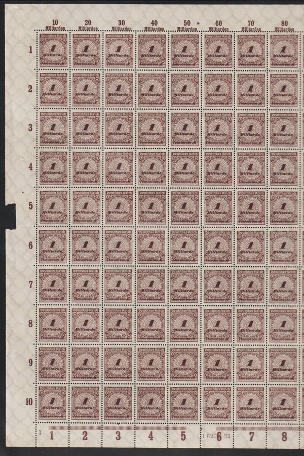 MiNr. 325 postfrischer ** Bogen, Oberrand A Platte 1