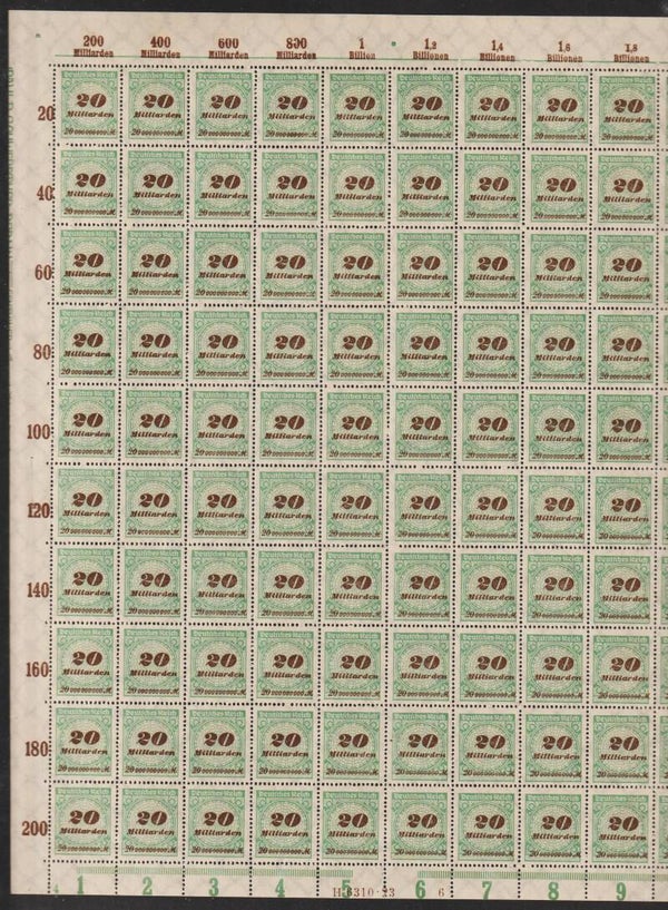 MiNr. 329 postfrischer Bogen, Oberrand C, Platte 14-6