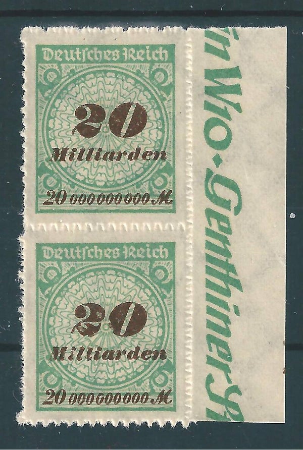 MiNr. 329B postfrisch, Abart: Wertziffer 20 stark beschädigt