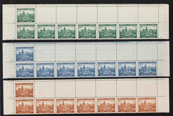 Böhmen & Mähren, B&M MiNr. 33a/b, 34a/b/c, 35-37 postfrisch ** komplette Oberrand Bogenleisten
