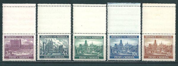 Böhmen & Mähren, B&M MiNr. 33-37 postfrisch ** Oberrand Leerfeld