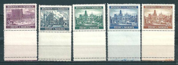 Böhmen & Mähren, B&M MiNr. 33-37 postfrisch ** Unterrand Leerfeld