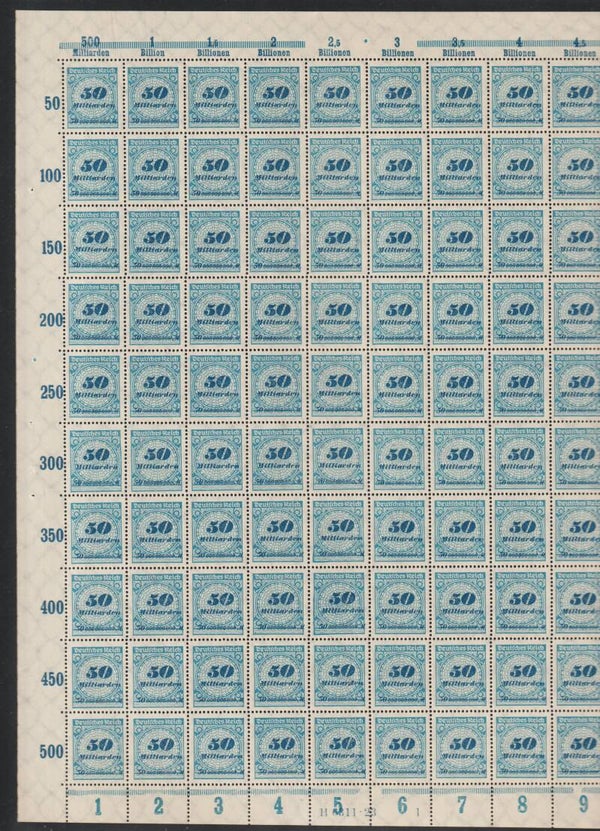 MiNr. 330 postfrischer Bogen, Oberrand B, Platte 1-1