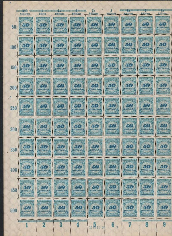 MiNr. 330 postfrischer Bogen, Oberrand B, Platte 3-3