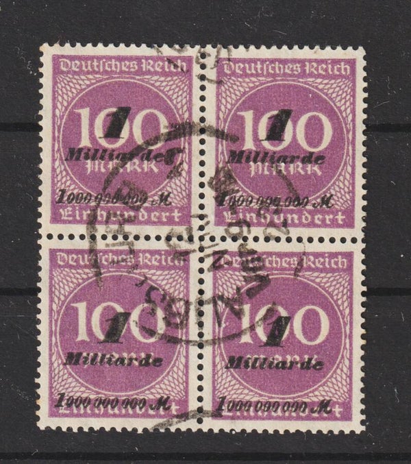MiNr. 331 gestempelter Viererblock, geprüft