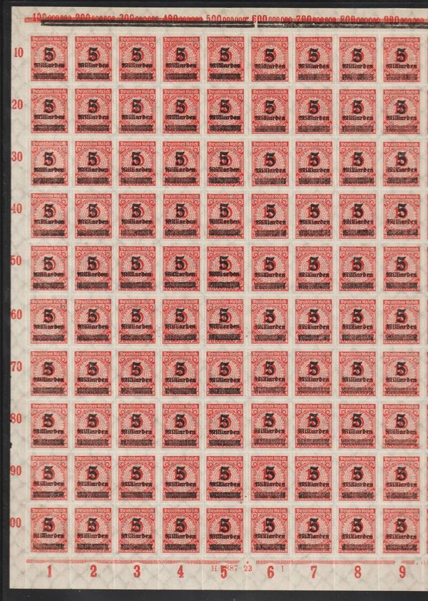MiNr. 334 B postfrischer ** Bogen, Platte 1-1